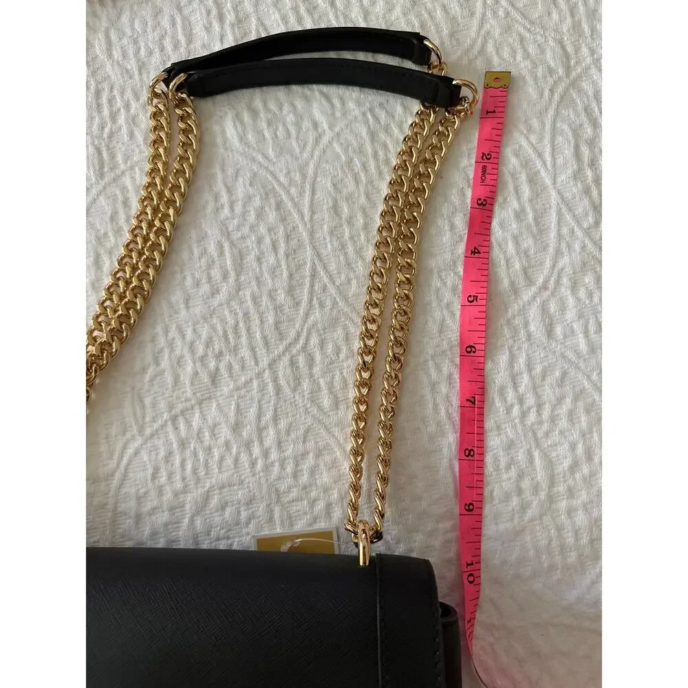 Michael Kors Sallie Crossbody Chain Strap Leather Small Black NWT